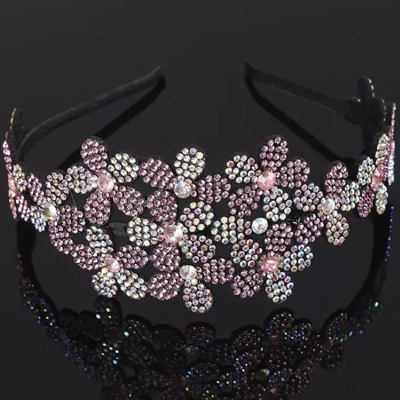 ❤️HANDMADE PINK AND CREAMS CRYSTAL AND RHINESTONE HAIR BAND❤️$15 EACH OR 2/$25❤️ - Picture 5 of 5
